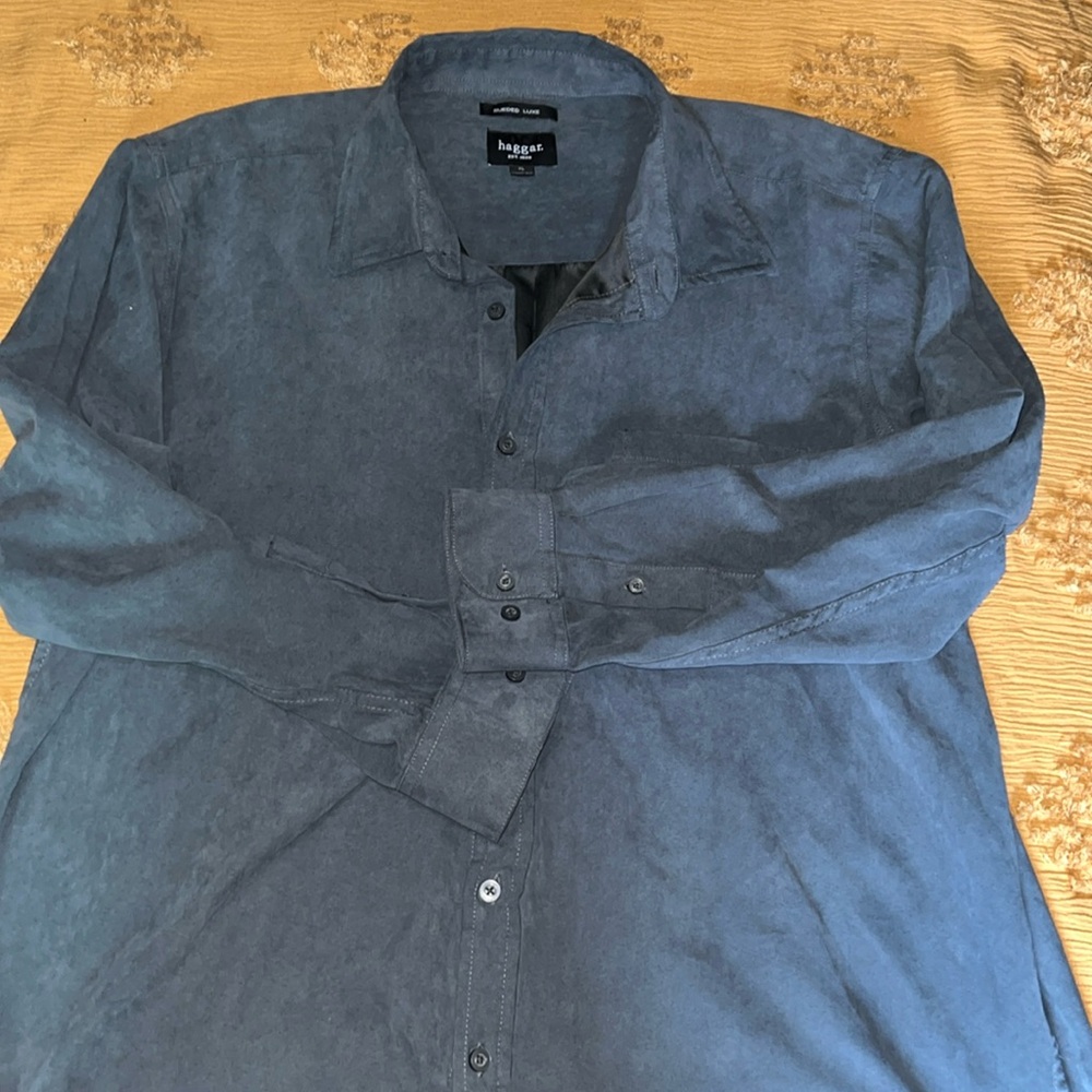 Haggar Suede Luxe Shirt - Polyester Casual Button Down Shirt - Regular Fit Sz xl